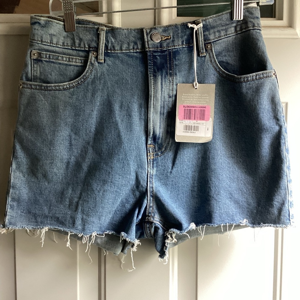 Everlane NWT THE Way High Denim Shorts Size 29 raw Hem